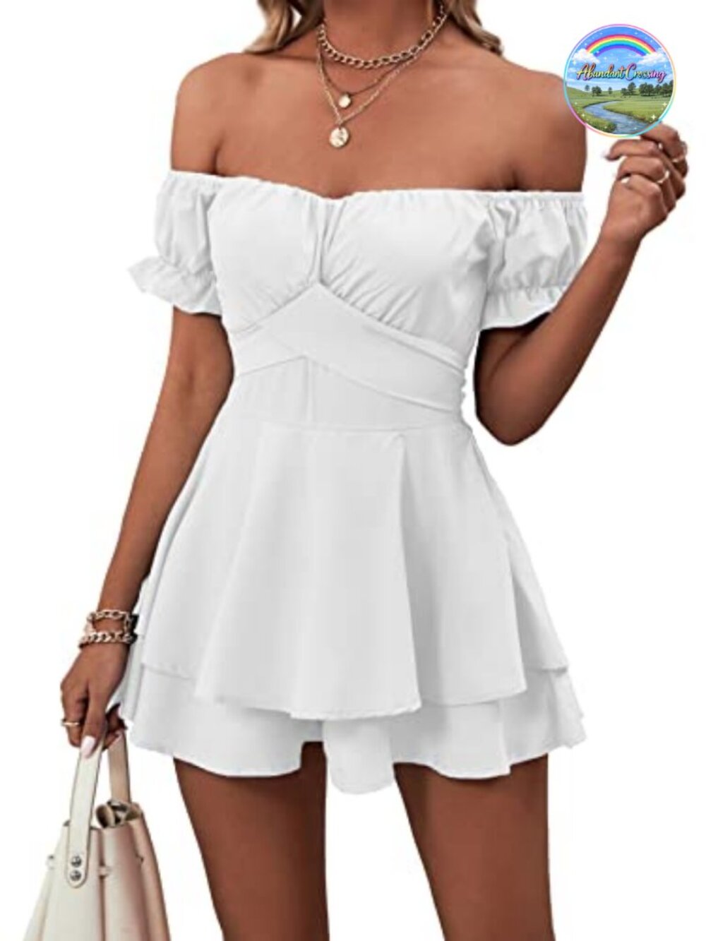 Off Shoulder Wrap Tie Back Ruffle Romper Dress Short Jumpsuit